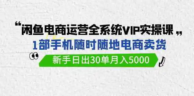 （9547期）闲鱼电商运营全系统VIP实战课，1部手机随时随地卖货，新手日出30单月入5000-课程网