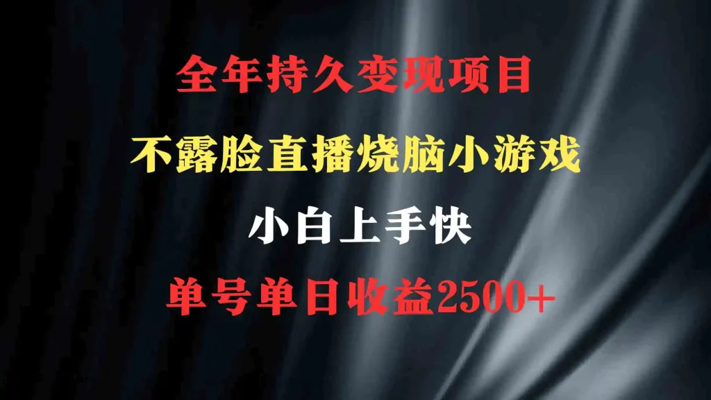 （9168期）2024年 最优项目，烧脑小游戏不露脸直播  小白上手快 无门槛 一天收益2500+-课程网