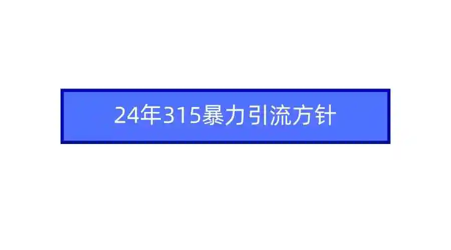 （9398期）2024年315暴力引流方针-课程网