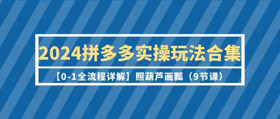 （9559期）2024拼多多实操玩法合集【0-1全流程详解】照葫芦画瓢（9节课）-课程网