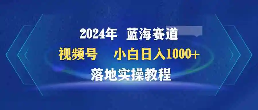 （9515期）2024年蓝海赛道 视频号  小白日入1000+ 落地实操教程-课程网