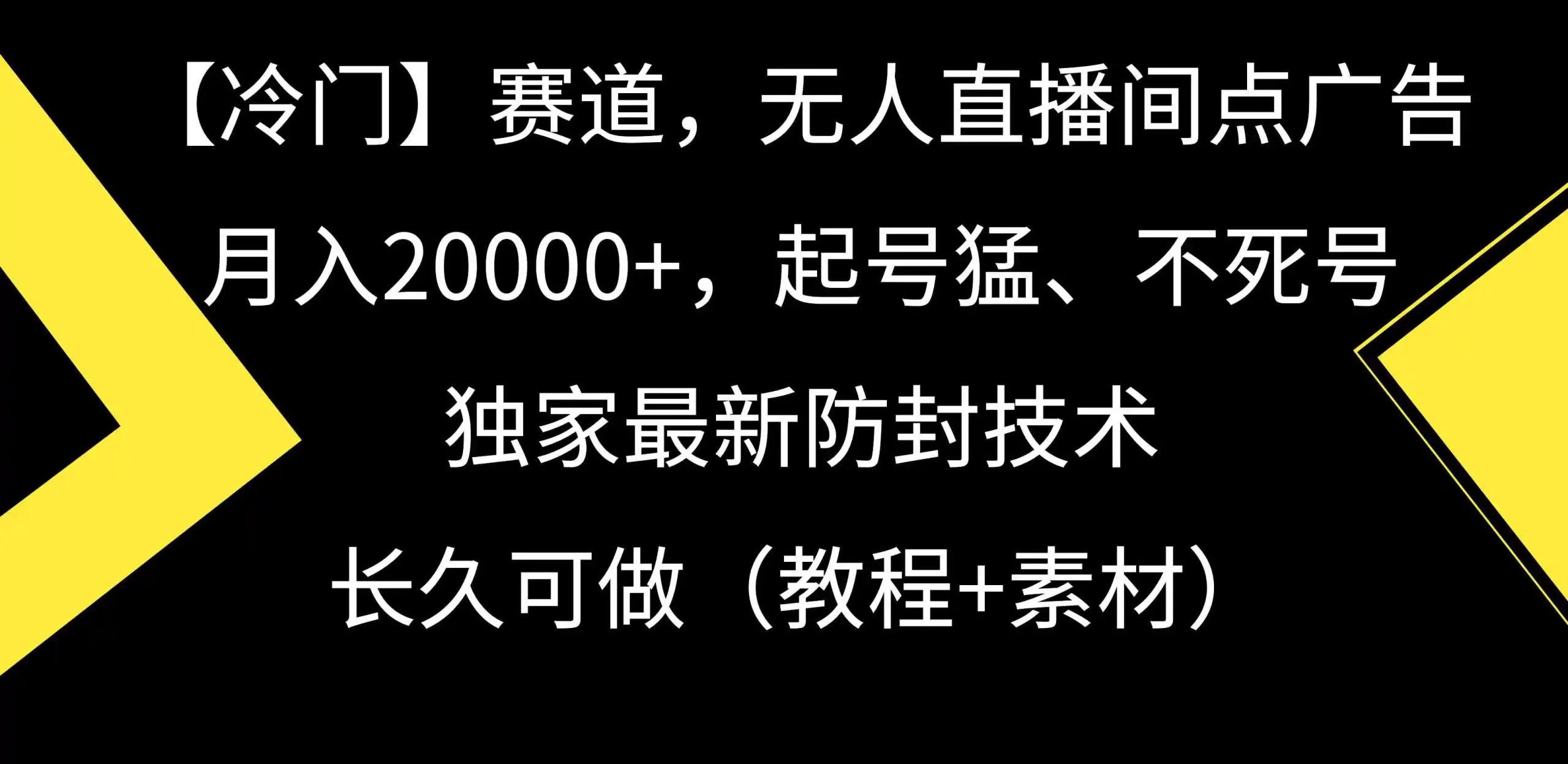 （9100期）【冷门】赛道，无人直播间点广告，月入20000+，起号猛、不死号，独家最…-课程网