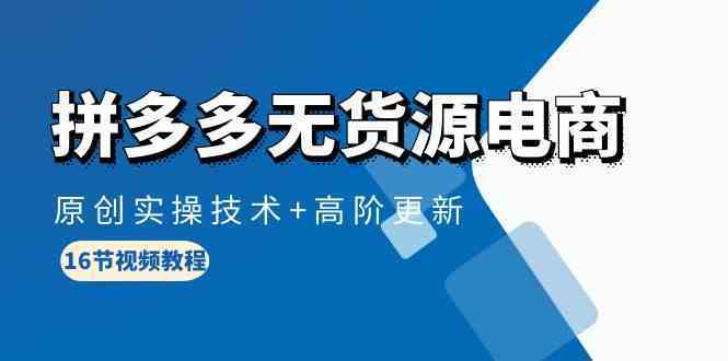 拼多多无货源电商，原创实操技术+高阶更新（16节视频教程）-课程网