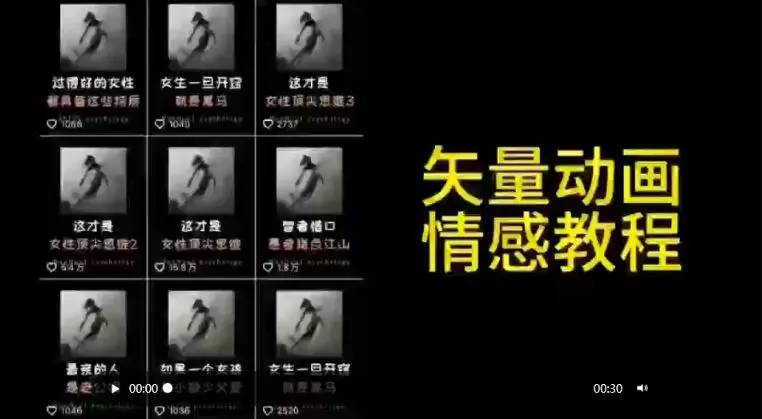 矢量动画情感教程：高点赞涨粉，适合情感、思维、创业教育等赛道-课程网