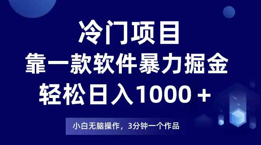 （9791期）冷门项目，靠一款软件暴力掘金日入1000＋，小白轻松上手第二天见收益-课程网