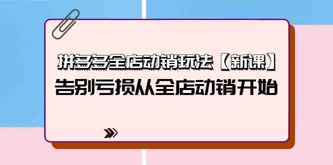（9974期）拼多多全店动销玩法【新课】，告别亏损从全店动销开始（4节视频课）-课程网