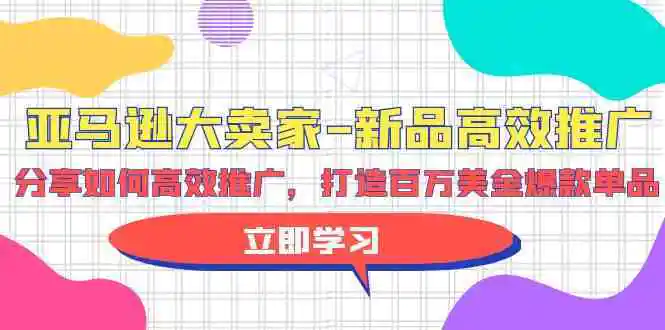 亚马逊大卖家新品高效推广，分享如何高效推广，打造百万美金爆款单品-课程网