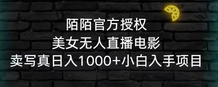 陌陌官方授权美女无人直播电影，卖写真日入1000+小白入手项目【揭秘】-课程网