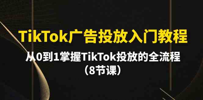 （10085期）TikTok广告投放入门教程，从0到1掌握TikTok投放的全流程（8节课）-课程网