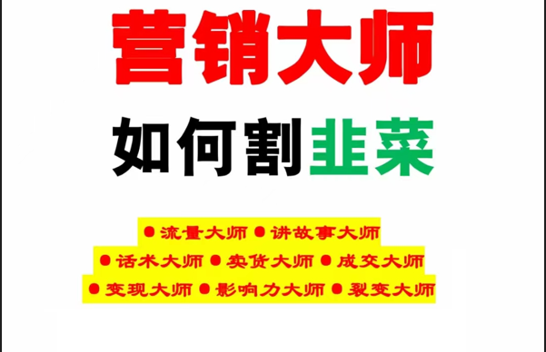 《营销大师如何割韭菜》禁止外传的大师绝学电子书-课程网