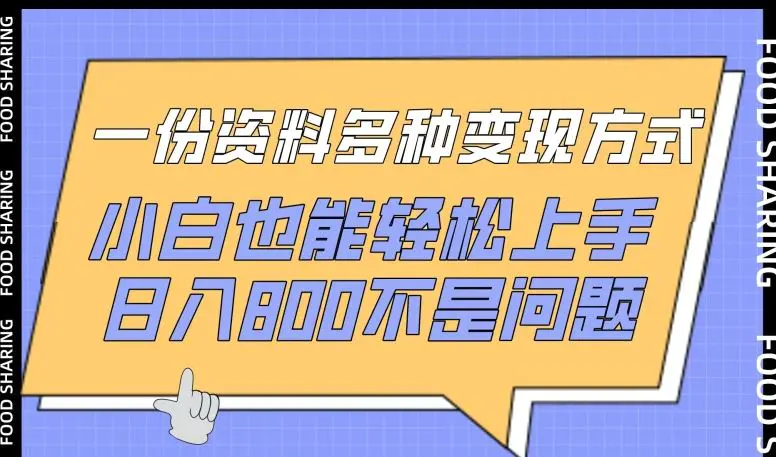 一份资料多种变现方式，小白也能轻松上手，日入800不是问题【揭秘】-课程网