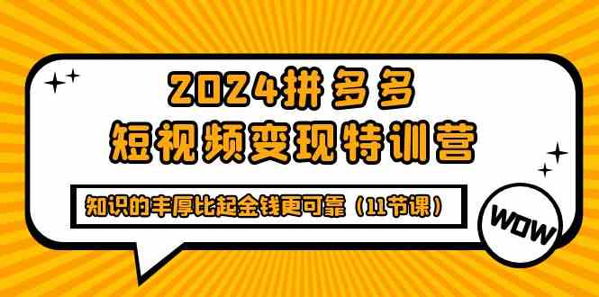 2024拼多多短视频变现特训营，知识的丰厚比起金钱更可靠（11节课）-课程网
