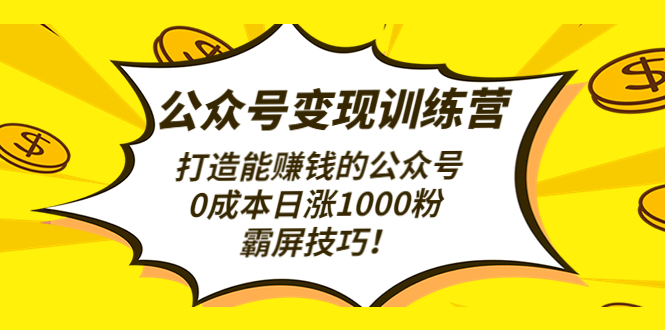 （4585期）公众号变现训练营（第3期）打造能赚钱的公众号，0成本日涨1000粉，霸屏技巧-课程网