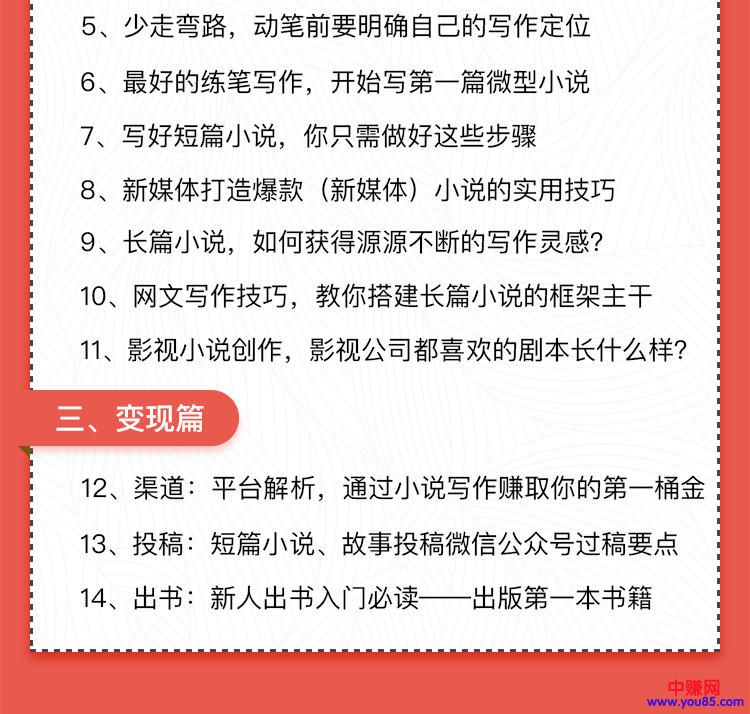 （922期）0基础小说写作培训营：从新手到网络畅销作家赚百万稿费（14节视频课）-课程网
