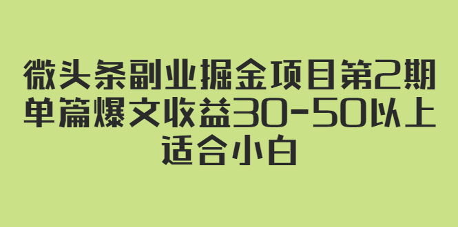 （2324期）微头条副业掘金项目第2期：单篇爆文收益30-50以上，适合小白-课程网