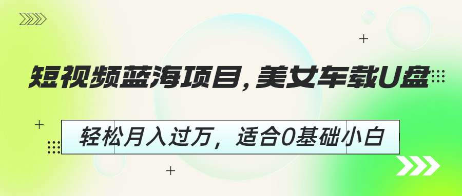 (6619期)短视频蓝海项目，美女车载U盘，轻松月入过万，适合0基础小白-课程网