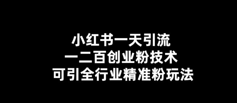 （5819期）【引流必备】小红书一天引流一二百创业粉技术，可引全行业精准粉玩法-课程网
