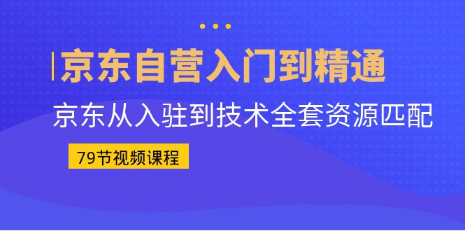 （6901期）京东自营入门到精通：京东从入驻到技术全套资源匹配（79节课）-课程网