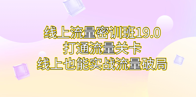 （6955期）线上流量密训班19.0，打通流量关卡，线上也能实战流量破局-课程网