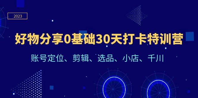 （6419期）好物分享0基础30天打卡特训营：账号定位、剪辑、选品、小店、千川-课程网