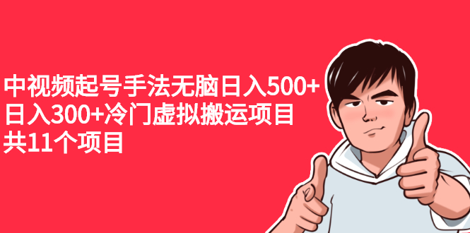 （2224期）中视频起号手法无脑日入500+日入300+冷门虚拟搬运项目（共11个项目）-课程网