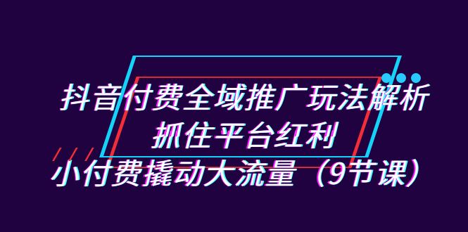 （7160期）抖音付费全域推广玩法解析：抓住平台红利，小付费撬动大流量（9节课）-课程网