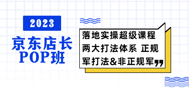 （5699期）2023京东店长·POP班 落地实操超级课程 两大打法体系 正规军&非正规军-课程网