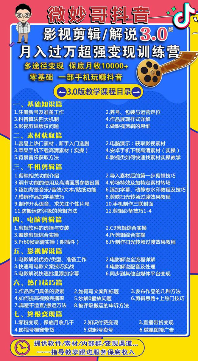 (1552期)影视剪辑及解说3.0:零基础,一部手机玩赚抖音,多途径月收入10000+