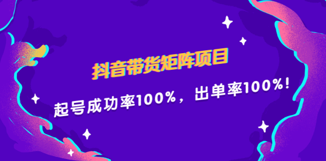 （2249期）抖音带货矩阵项目，起号成功率100%，出单率100%！-课程网