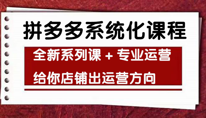 （4259期）车神陪跑，拼多多系统化课程，全新系列课+专业运营给你店铺出运营方向-课程网