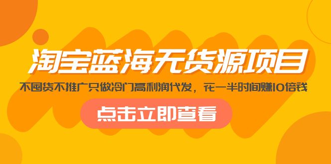 （5062期）淘宝蓝海无货源项目，不囤货不推广只做冷门高利润代发，花一半时间赚10倍钱-课程网