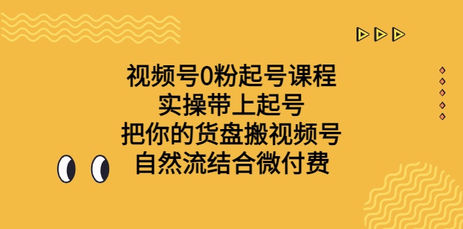 （6749期）视频号0粉起号课程 实操带上起号 把你的货盘搬视频号 自然流结合微付费-课程网