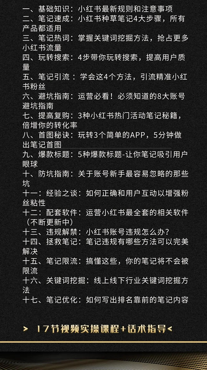 （1504期）小红书爆款推广引流训练课5.0，手把手带你玩转小红书（17节实操视频+话术）-课程网