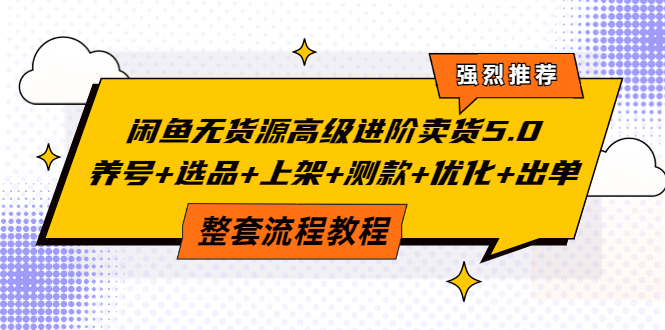 （3662期）闲鱼无货源高级进阶卖货5.0，养号+选品+上架+测款+优化+出单整套流程教程-课程网