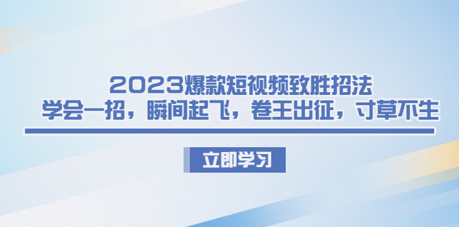 （6738期）2023爆款短视频致胜招法，学会一招，瞬间起飞，卷王出征，寸草不生-课程网