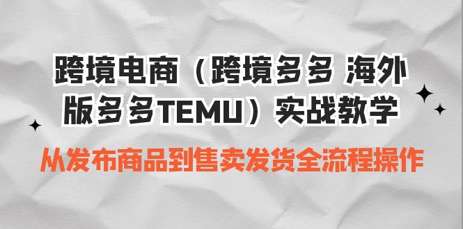（6989期）跨境电商（跨境多多 海外版多多TEMU）实操教学 从发布商品到售卖发货全流程-课程网