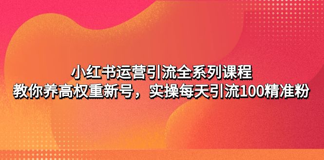 （4950期）小红书运营引流全系列课程：教你养高权重新号，实操每天引流100精准粉-课程网