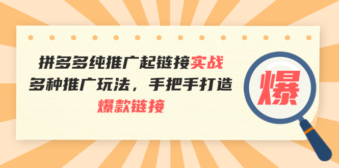 （3649期）拼多多纯推广起链接实战：多种推广玩法，手把手打造爆款链接-课程网