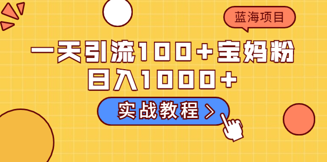 (2036期)一天引流100+宝妈粉,日入1000+马上持续变现 蓝海项目(实战教程)